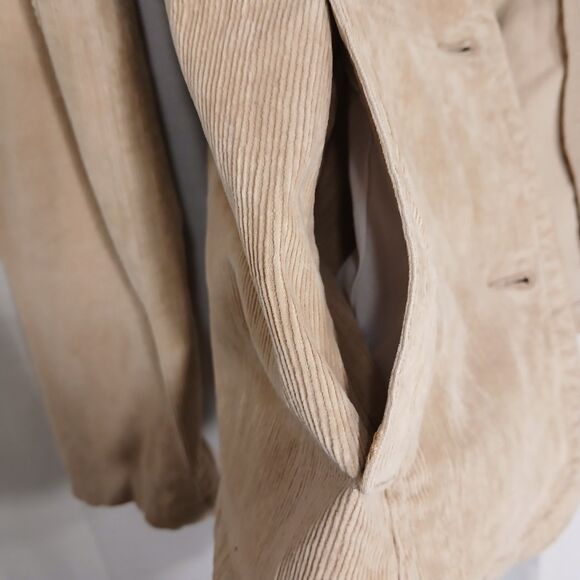 ST. JOHN'S BAY CORDUROY CREAMY BEIGE BLAZER LARGE BUTTON DOWN CLOSURE & POCKETS - Picture 7 of 15